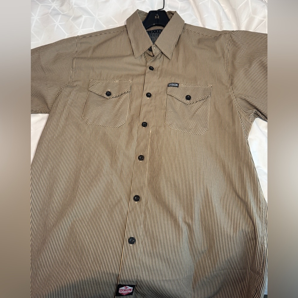 Dixxon Workforce Cotton Striped Short Sleeved Shirt - Large - Picture 6 of 7